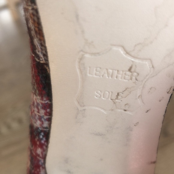 Plaid pump d’orsay pointed pointy toe stiletto dress buckle shoe vintage leather - Picture 13 of 14